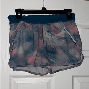 Lululemon Athletica Blue and Pink Patterned Athletic Shorts